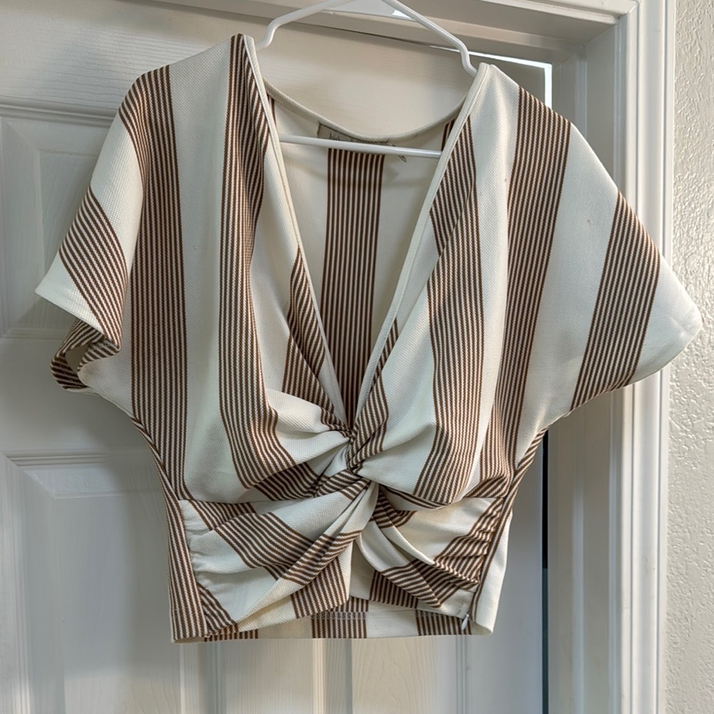 Striped Brown and White Women's Top